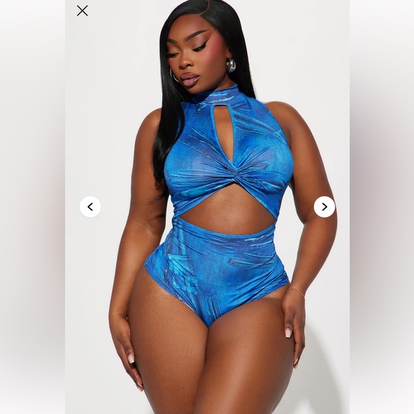 Fashion Nova Tops - Fashion Nova Blue Cutout Bodysuit 3X